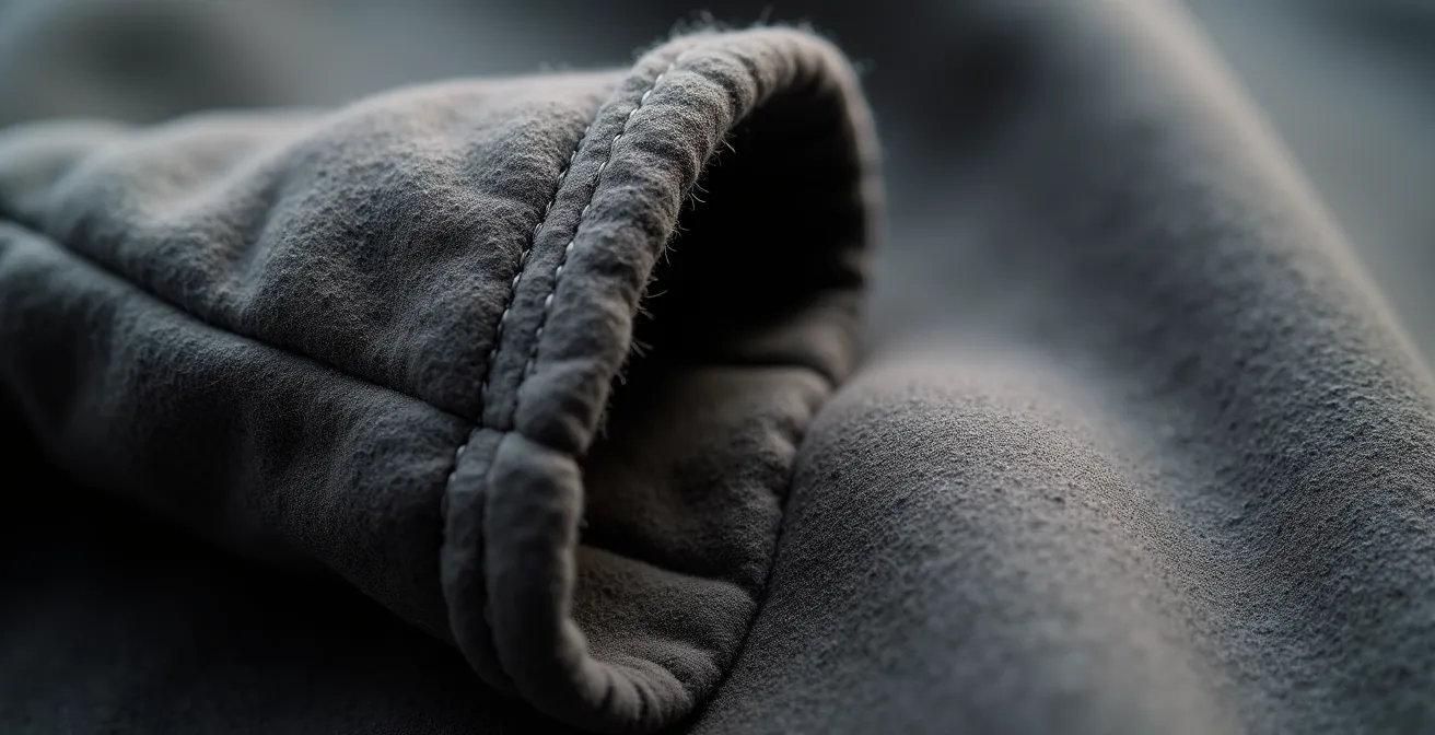 Nahaufnahme hochwertiger technischer Stoffe und Materialdetails für Athleisure-Kleidung