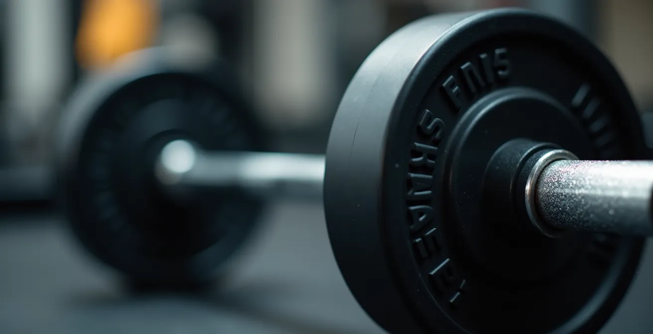 Nahaufnahme einer Langhantel mit Widerstandsbändern für akkommodierenden Widerstand