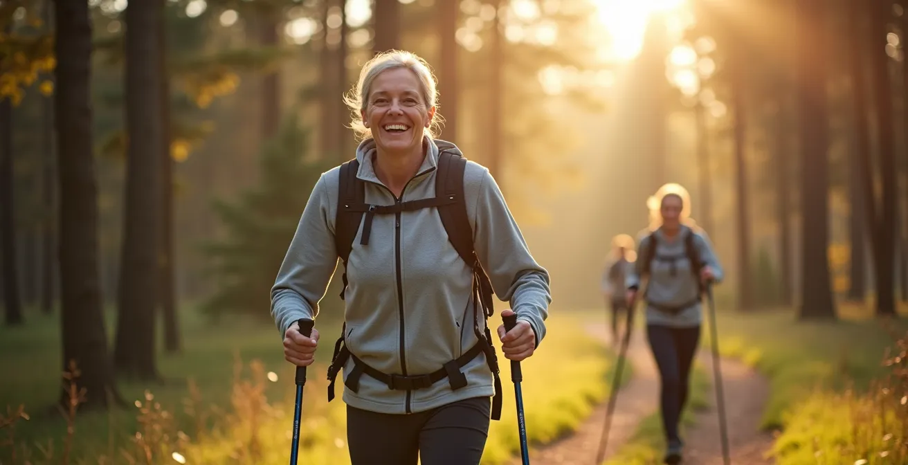 Person beim Walking auf einem Vita Parcours in der Schweiz