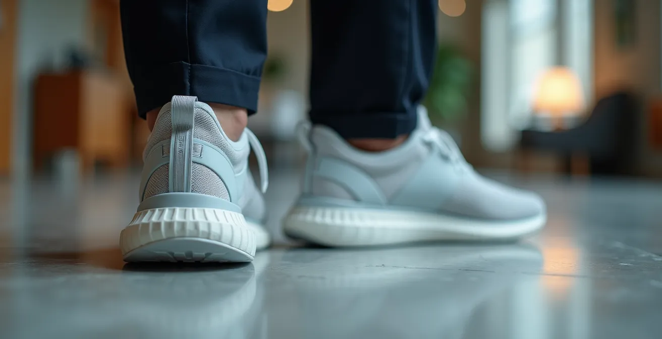 Geschäftsmann trägt hochwertige On Running Sneakers im modernen Büro