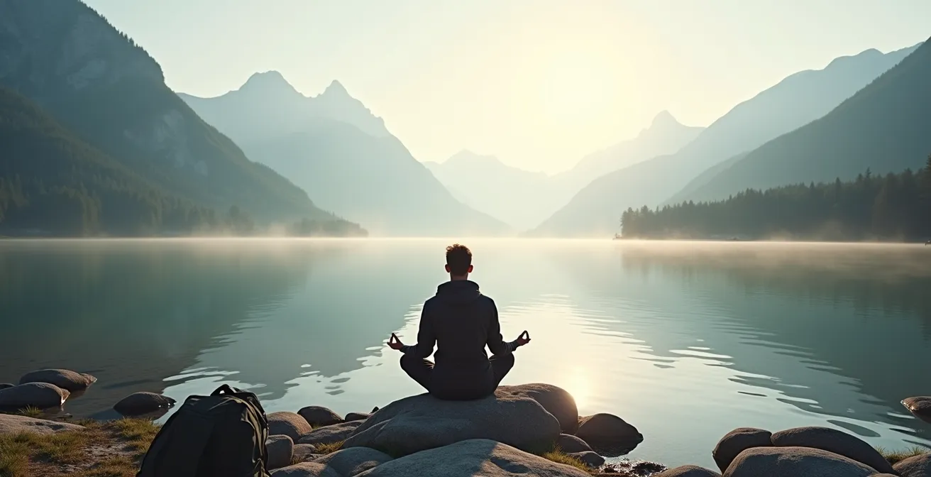 Schweizer Bergsee mit ruhiger Wasseroberfläche und entspannter Atmosphäre