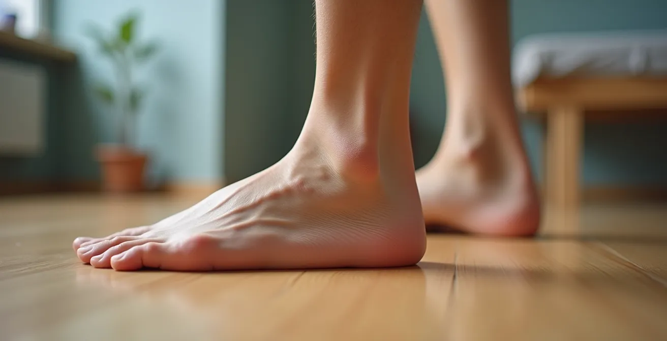 Nahaufnahme eines Sprunggelenks während eines Mobilitätstests in Schweizer Physiotherapiepraxis