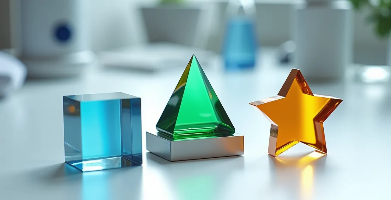 Abstrakte Darstellung einer Entscheidungsmatrix mit geometrischen Formen und Schweizer Berghintergrund